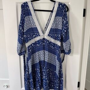 Lulu’s Blue and White Bohemian Dress